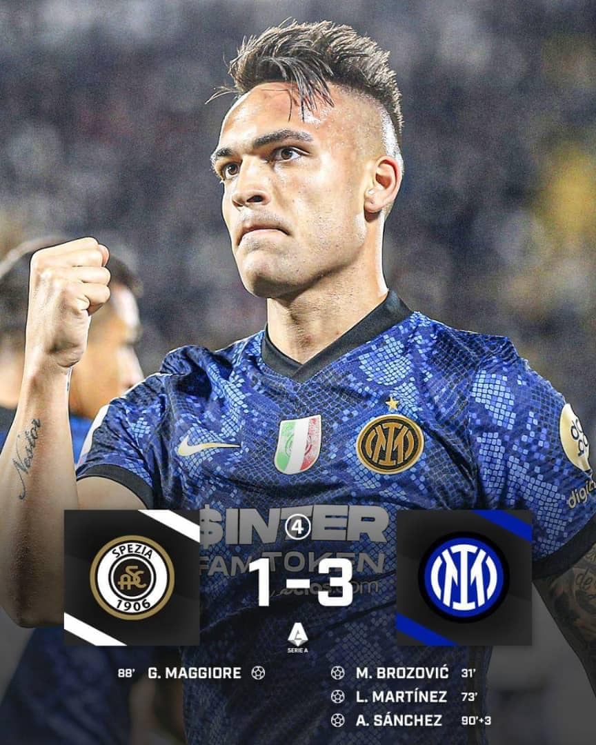 Inter Milan climbs back to top of Seria A after defeating Spezia